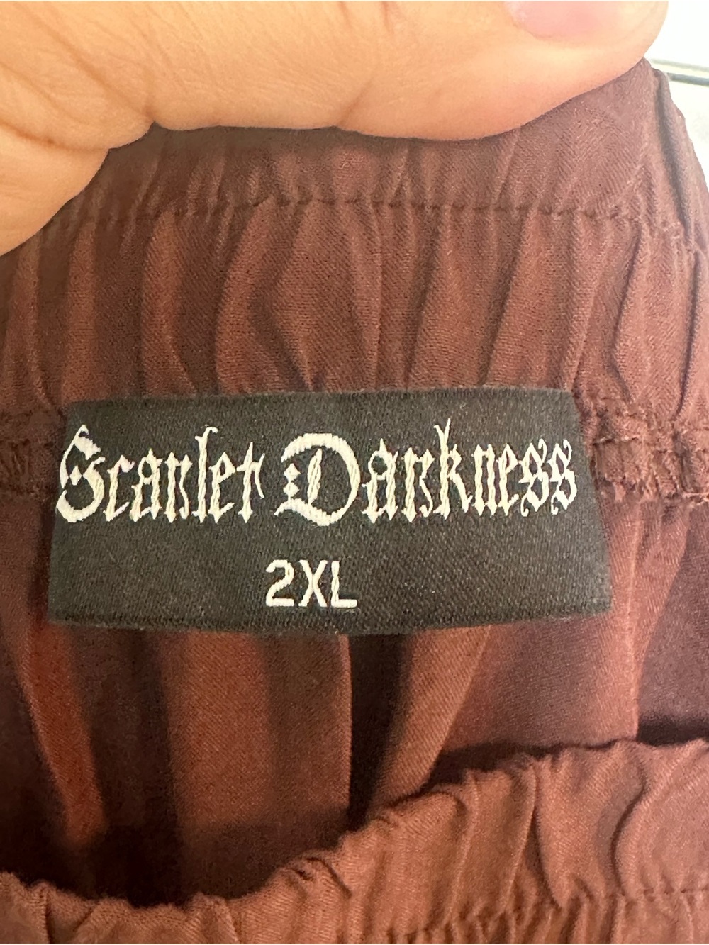 SCARLET DARKNESS 3 Tiered Ruffle Boho WhimsyGoth Brown Maxi Skirt, Size 2XL - Picture 3 of 6